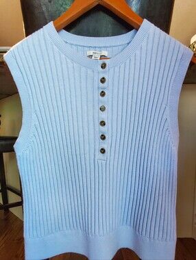 Pale Blue RW&CO. Rib Knit Sleeveless Sweater